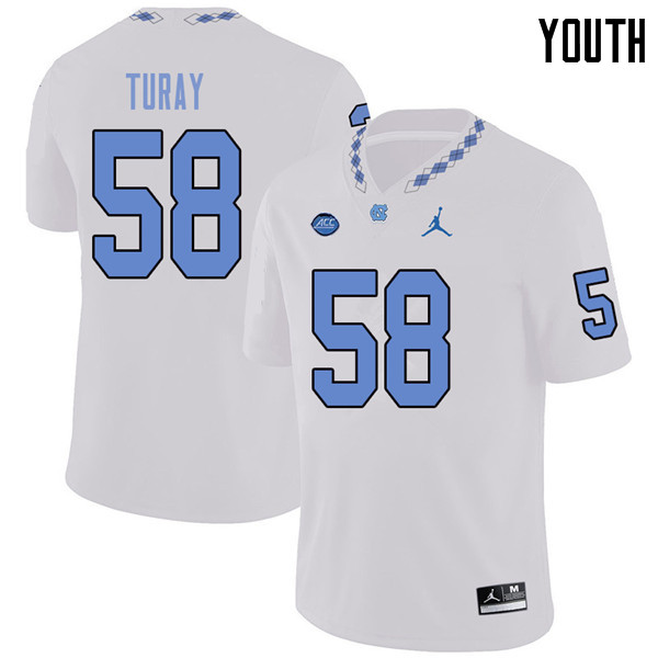 Jordan Brand Youth #58 Lancine Turay North Carolina Tar Heels College Football Jerseys Sale-White